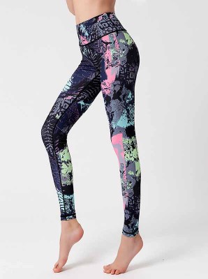 Yoga Wear Women Tight Fitting High Waist Stretch Sports Fitness Pants Quick Dry Printing Yoga Pants