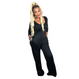 Sexy Women's Fall Winter Hooded Pocket Loose Jumpsuit
