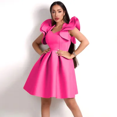 Women Ruffle Sleeveless Birthday Dress
