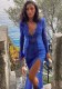 Summer Women Sexy See-Through V-Neck Slit Dress