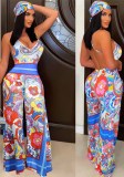 Women Sexy Print Suspender Jumpsuit