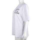 Women Sexy Cutout Letter Short Sleeve T-shirt