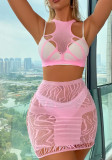 Sexy Lingerie Women'S Two-Piece Hollow Mesh Temptation Skirt Set