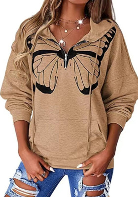 Fall/Winter Women'S Print Hooded Long Sleeve Casual Loose Hoodies