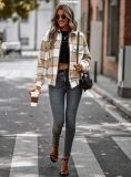 Winter Women'S Chic Casual Versatile Long Sleeve Plaid Jacket