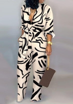 Fall Chic Women'S Print Long Sleeve Casual Jumpsuit