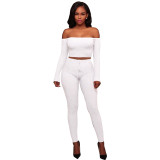 Women's Fall/Winter High Stretch Ribbed Two Piece Pants Set