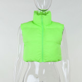 Mini Vest Fashion Women's Woven Vest Loose Zipper Jacket Style Cropped Top