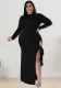 Plus Size Fall Women Long Sleeve Slit Tie Maxi Dress