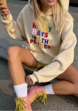 Women Street Style Letter Print Basic Long Sleeve Hoodies