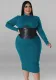 Plus Size Fall Women Zip Contrast Pu Leather Dress