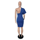 Women's Summer Style Open Back V-Neck Single Sleeve Slit Ladies Dresses