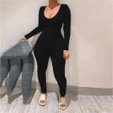Plus Plus Size Jumpsuit Solid Slim Chic Sexy V-Neck Women's Jumpsuit