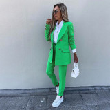 Spring Autumn Women's Solid Chic Suit Two Piece Fashion Casual Pants Set