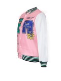 Fall Winter Plus Size Women's Casual Letter Print Ribbed Patchwork Jacket