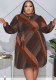 Autumn Winter Striped Belted Fashion Loose Plus Size Women's Dress