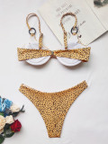 Leopard Print Underwire Women's Sexy Swimsuit Push Up Bikini