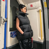Fall/Winter Women Stand Collar Sleeveless Loose Padded Jacket