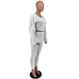 Women'S Fall Women'S Solid Ribbed Bell Bottom Sleeve Two Piece Tracksuits