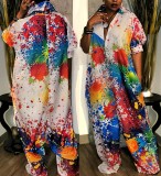 Women'S Multicolor Print Loose Jumpsuit Cargo Pants