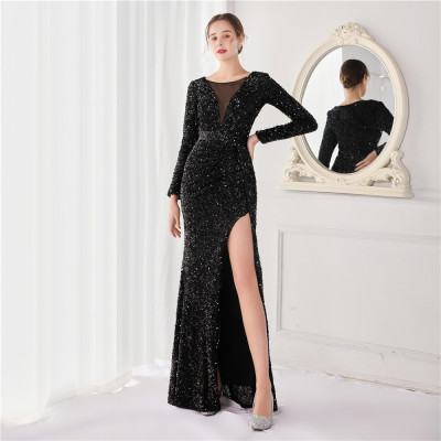 Plus Size Beauty Costume Long Sequin Formal Party Evening Dress