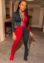 Colorblock Casual Women'S Sports Long Sleeve Two Piece Pants Set