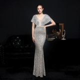 Plus Size Beauty Long Sequins Costume Formal Party Evening Dress