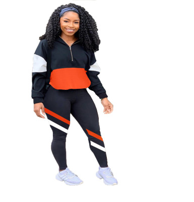 Women'S Fashion Patchwork Casual Two Piece Tracksuits