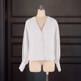 Women French V-Neck Long Sleeve Shirt