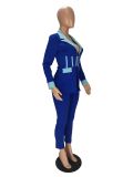 Women's Fall Color Block Suit Two Piece