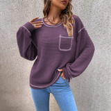 Women's Fall/Winter Round Neck Loose Versatile Knitting Shirt