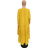 Women's autumn and winter solid color cardigan loose long cape coat