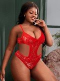Plus Size Red Lace Teddy Lingerie