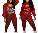 Women'S Fall Halloween Print Hooded Two Piece Tracksuits