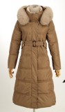 Women Fur Collar Contrast Long Coat Winter Slim Fit Down Coat