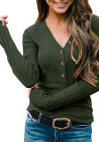 Autumn And Winter Women'S V-Neck Button Solid Color Long-Sleeved Knitting Sweater Women'S T-Shirt