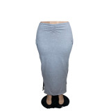 Women'S Fashion Solid Color Pleated Skirt