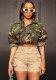 Women'S Long Casual Fashion Camouflage Print Big Pocket Turndown Collar Short Jacket