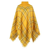 Autumn And Winter Women'S Knitting Cape Pullover Turndown Collar Plaid Striped Shawl Women