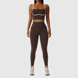 Yoga Suit Patchwork Hit Color Fitness Clothes Breathable Exercise Running Quick-Drying Sports Suit Women