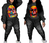 Women'S Fall Halloween Print Hooded Two Piece Tracksuits