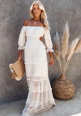 Women Sexy Off Shoulder lace Long Dress