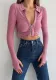 Women Sexy Turndown Collar Gathered Long Sleeve Top