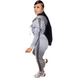 Women Casual Pocket Zip Hooded Long Sleeve Top and Pant Sports Two Piece