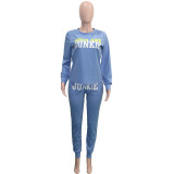 Fall/Winter Women's Simple Fashion Ruber Print Casual Patchwork Tracksuit