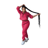 Fall Winter Women'S Solid Color Zip Tracksuit Fashion Casual Two Piece Pants Set