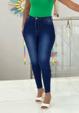 Women'S Jeans High Waist Slim Fit Lace-Up Denim Tight Pants
