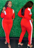 Trendy Casual Contrast Patchwork Sport Two-Piece Drawstring Tracksuits