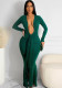 Women Sexy Deep V-Neck Stretch Long Sleeve Dress