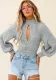 Women Sexy Backless Lace-Up Long Sleeve Lantern Sleeve Cutout Chic Elegant Top